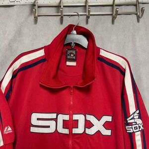 VTG Chicago White Sox Jacket 5XL Track Warm Up Cooperstown Throwback‎ Majestic